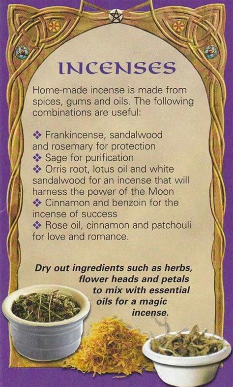 list of incense and uses.